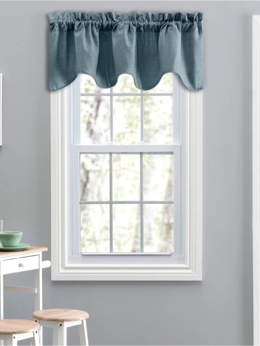 A.L Ellis Lisa Solid Color Poly Cotton Lined Curtain
Scallop Valance Dusty Blue